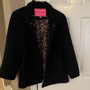 Betsey Johnson Black Jacket with Leopard Print